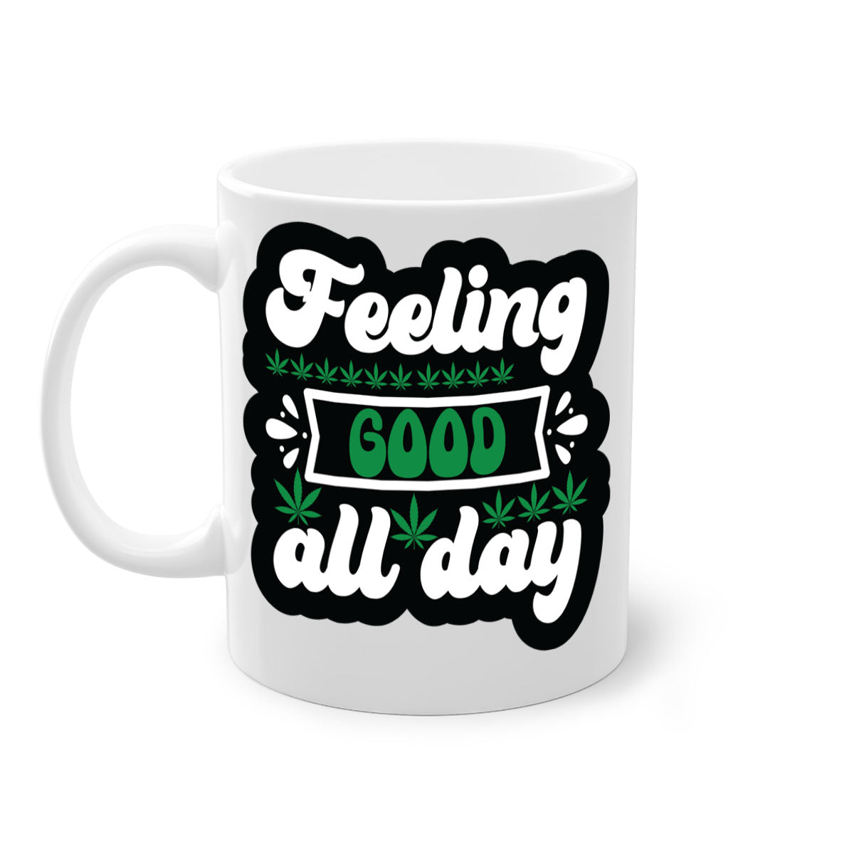 Feeling Good All Day 82# Mug with colorful handle and interior, showcasing glossy ceramic finish.