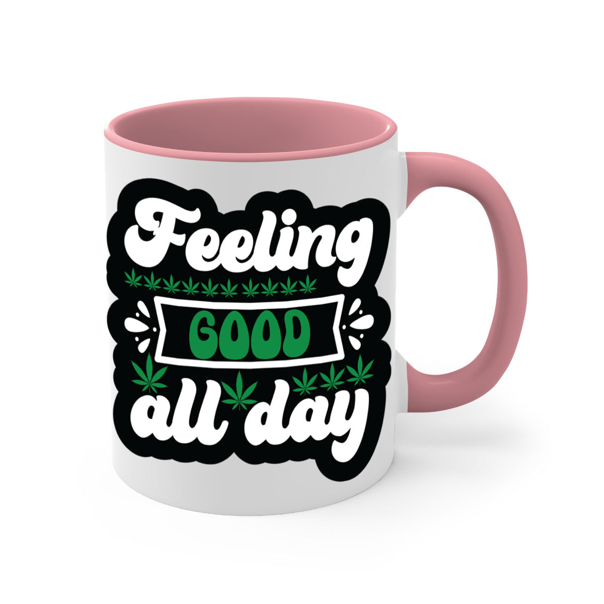 Feeling Good All Day 82# Mug with colorful handle and interior, showcasing glossy ceramic finish.