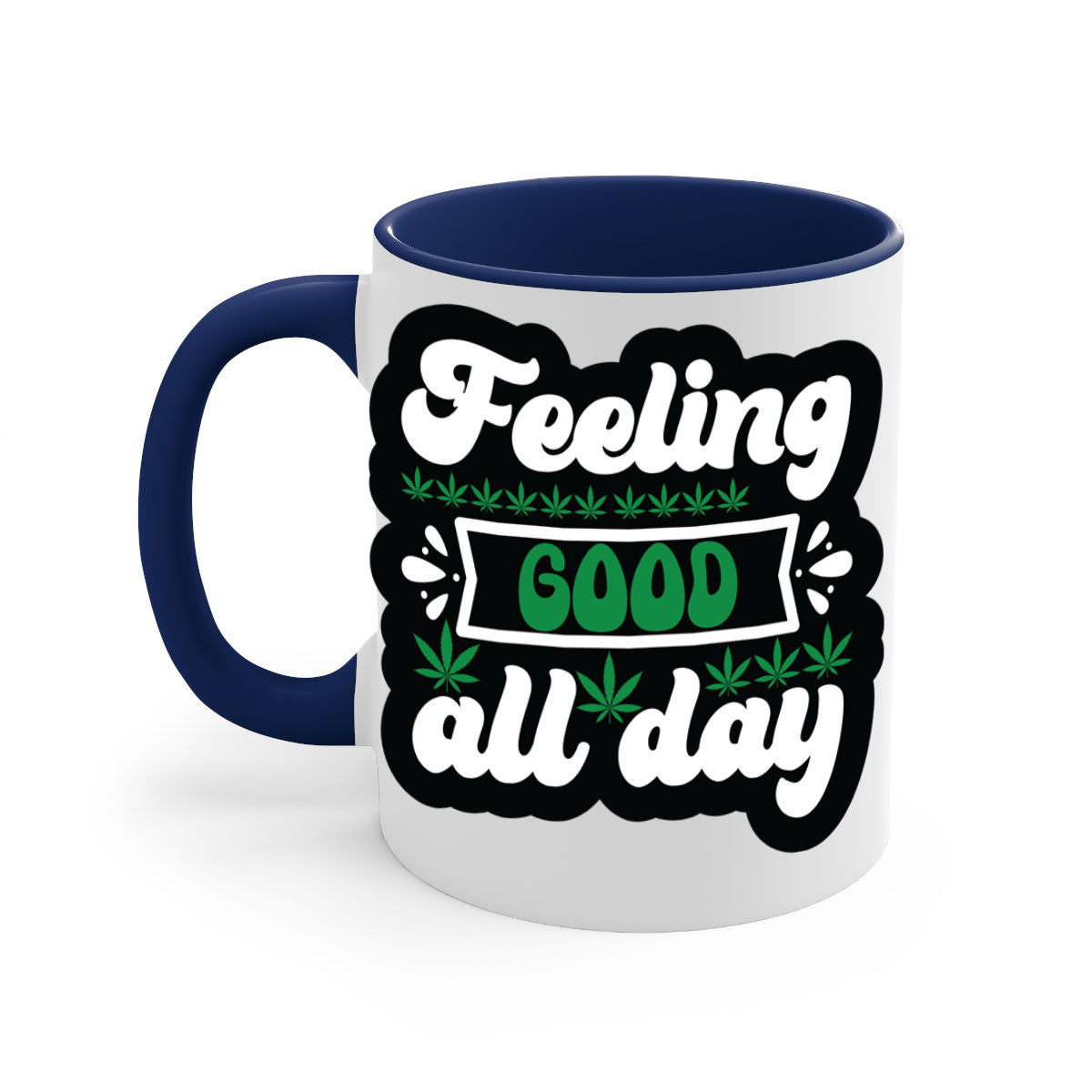 Feeling Good All Day 82# Mug with colorful handle and interior, showcasing glossy ceramic finish.