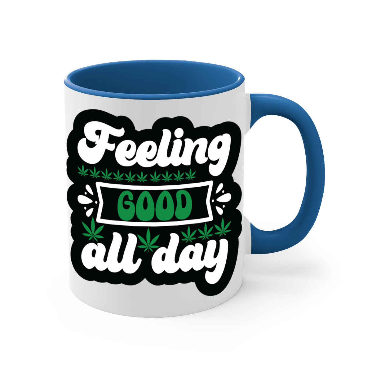 Feeling Good All Day 82# Mug with colorful handle and interior, showcasing glossy ceramic finish.