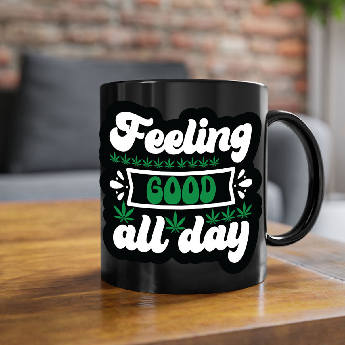 Feeling Good All Day 82# Mug with colorful handle and interior, showcasing glossy ceramic finish.
