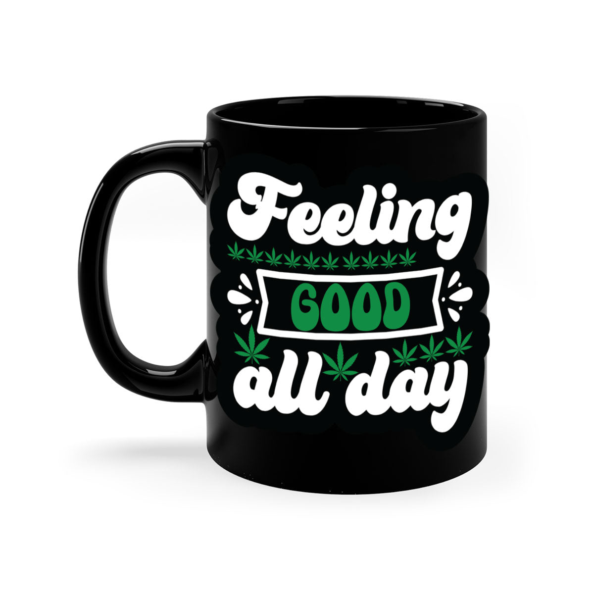Feeling Good All Day 82# Mug with colorful handle and interior, showcasing glossy ceramic finish.