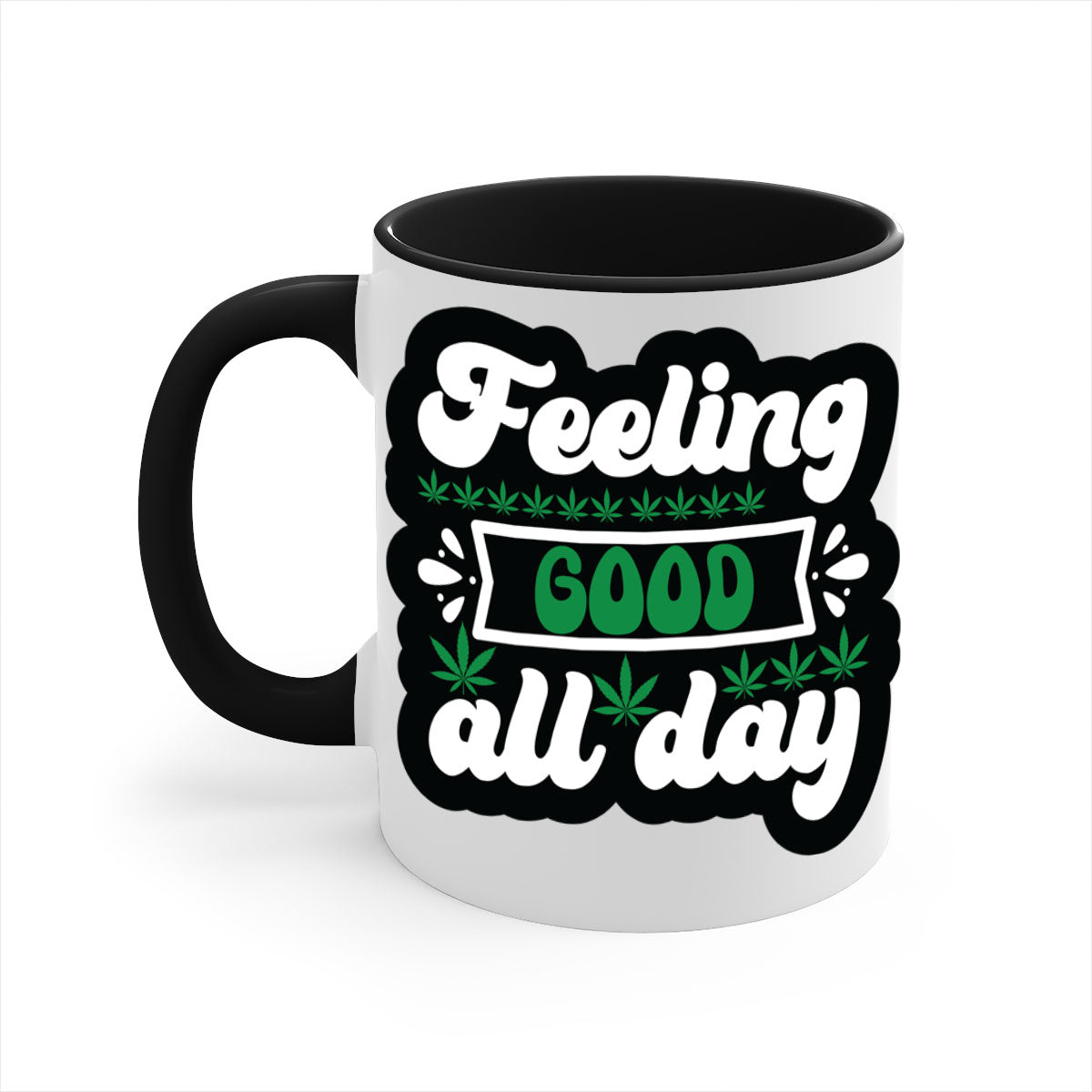 Feeling Good All Day 82# Mug with colorful handle and interior, showcasing glossy ceramic finish.