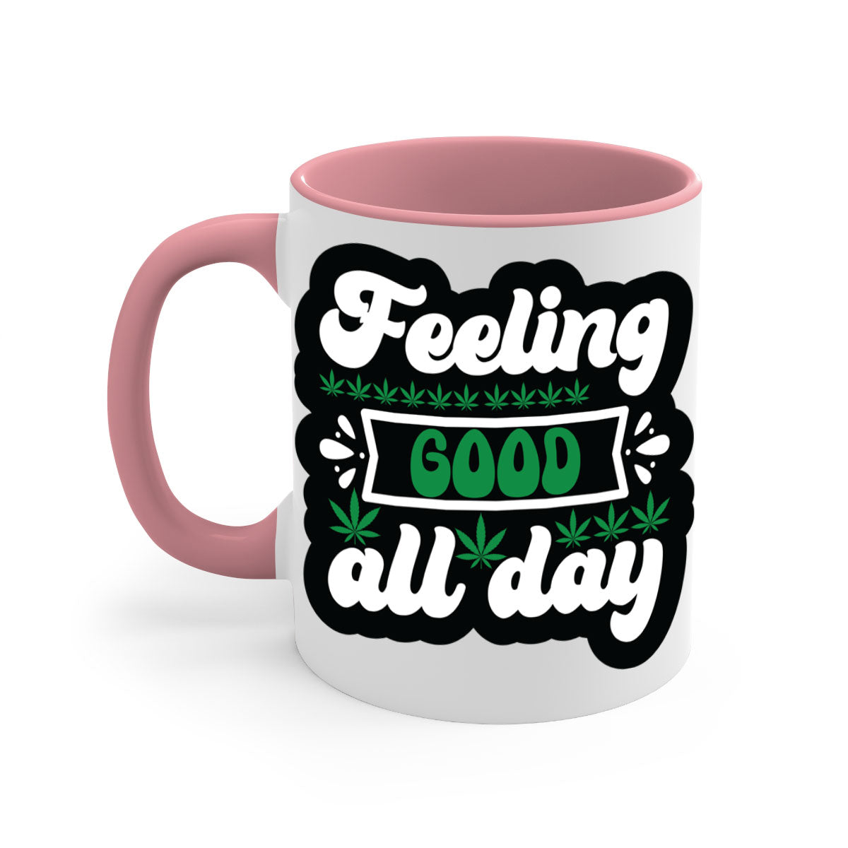 Feeling Good All Day 82# Mug with colorful handle and interior, showcasing glossy ceramic finish.