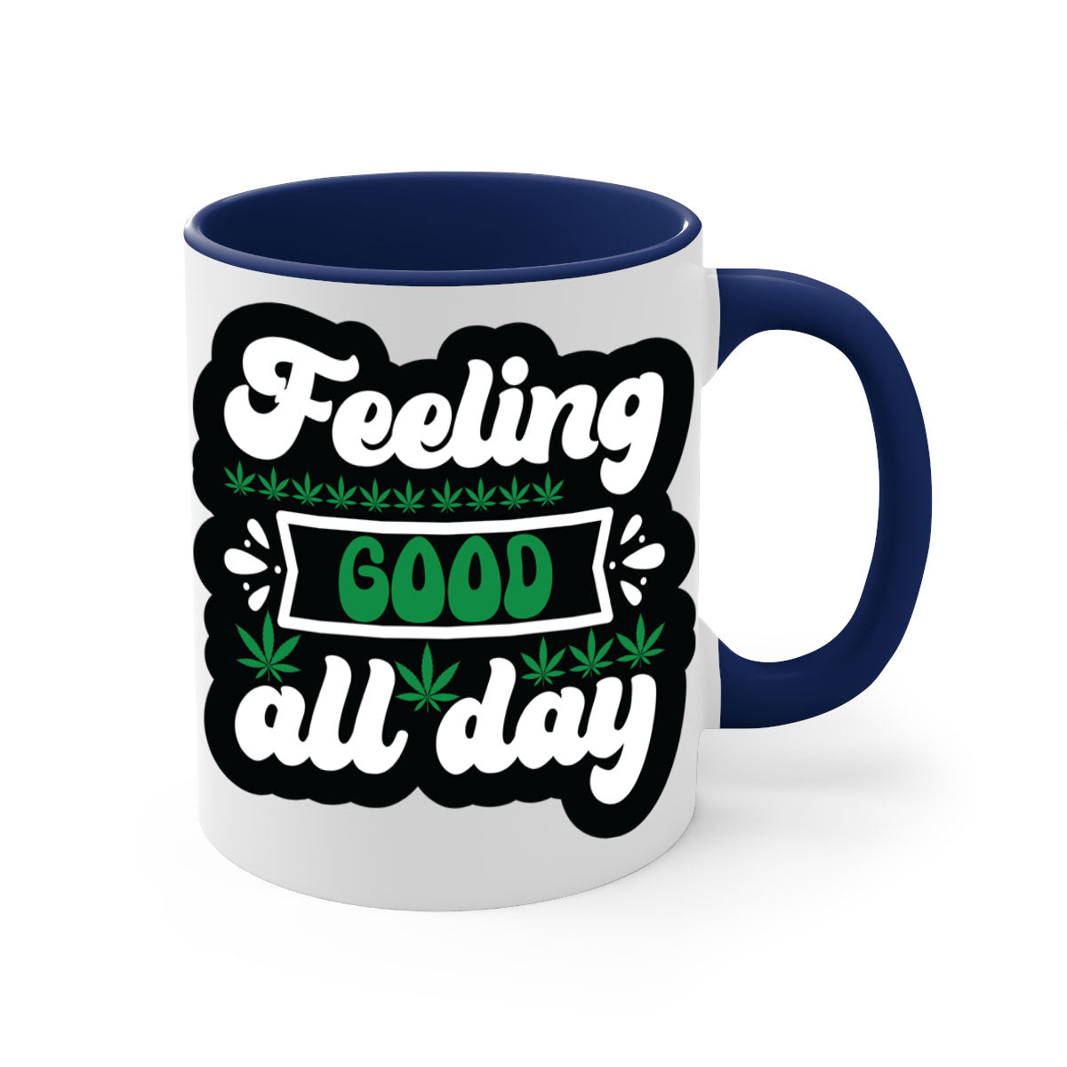Feeling Good All Day 82# Mug with colorful handle and interior, showcasing glossy ceramic finish.
