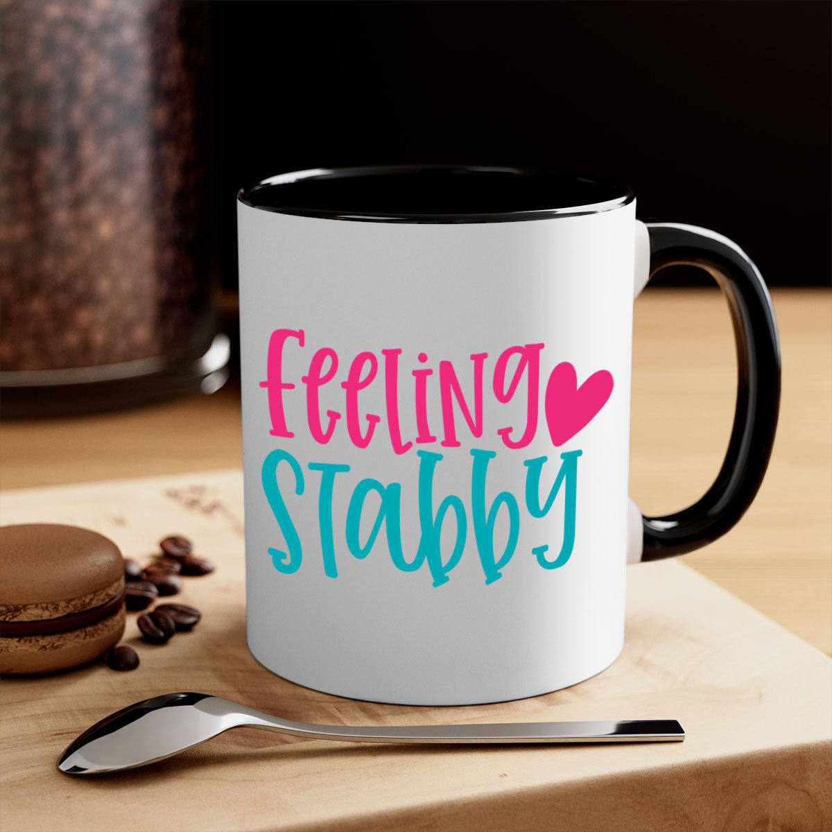 Feeling Stabby Nurse Style 386# Mug with colorful handle and glossy finish, perfect for coffee lovers.