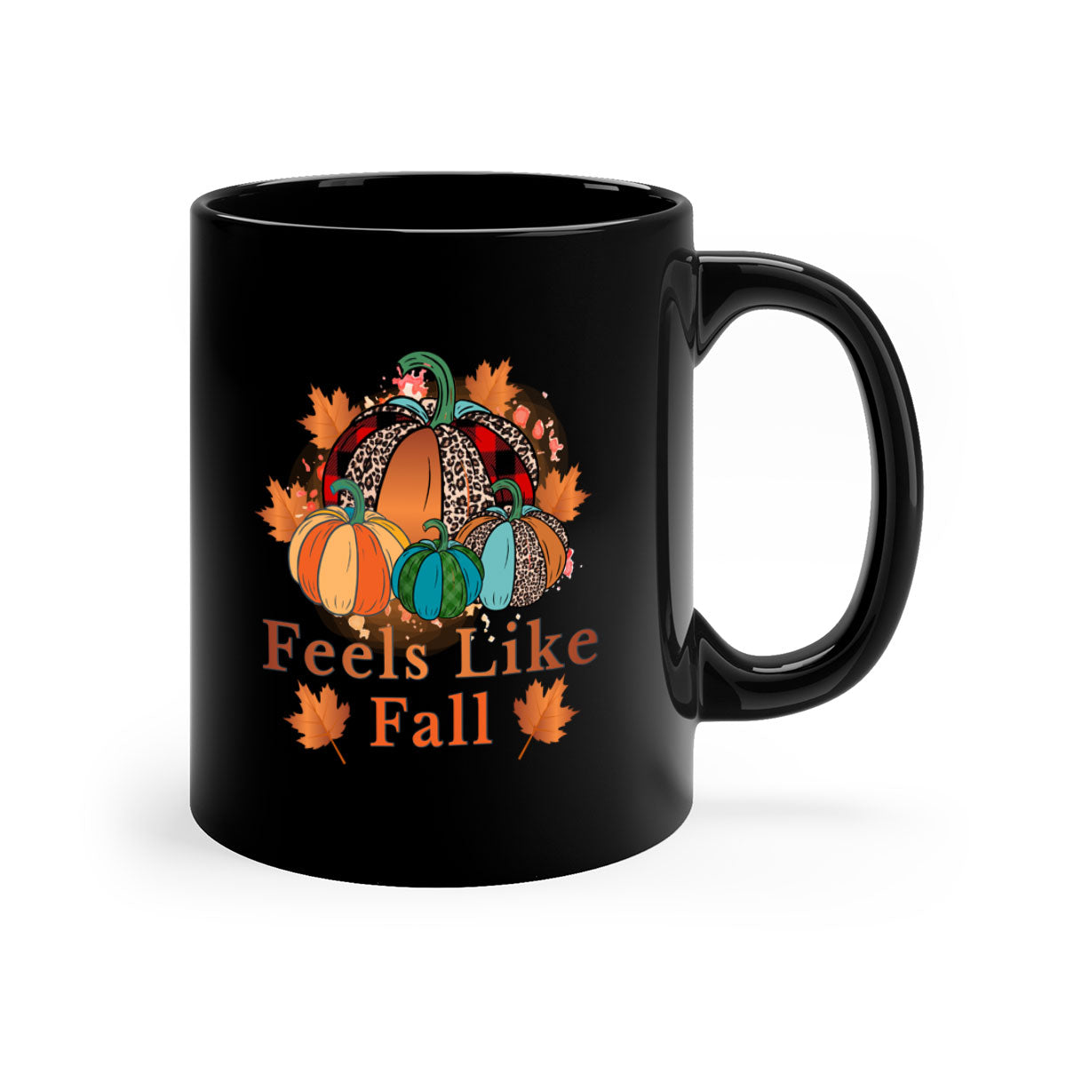 Feels Like Fall 183# Mug with a glossy finish, featuring a colored handle and interior, available in multiple colors.