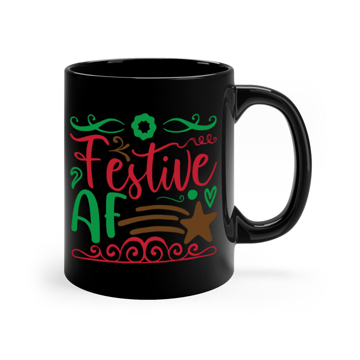 Festive AF 273# Christmas Mug with colorful handle and glossy finish, available in multiple colors and sizes.