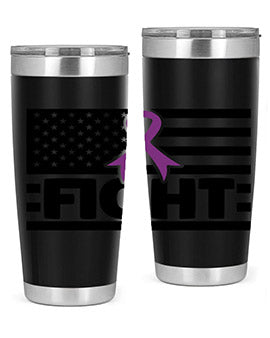 Fight 145# Tumbler in stainless steel with a vibrant design, showcasing its double wall vacuum insulation and drink-thru lid.