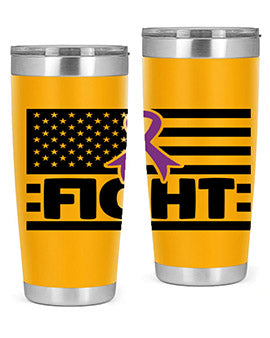 Fight 145# Tumbler in stainless steel with a vibrant design, showcasing its double wall vacuum insulation and drink-thru lid.
