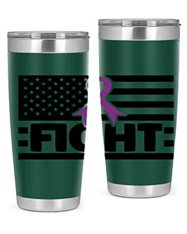 Fight 145# Tumbler in stainless steel with a vibrant design, showcasing its double wall vacuum insulation and drink-thru lid.