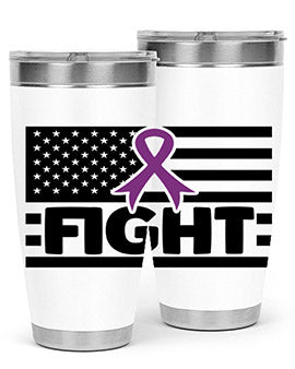 Fight 145# Tumbler in stainless steel with a vibrant design, showcasing its double wall vacuum insulation and drink-thru lid.