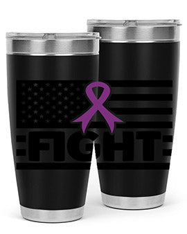 Fight 145# Tumbler in stainless steel with a vibrant design, showcasing its double wall vacuum insulation and drink-thru lid.