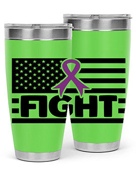 Fight 145# Tumbler in stainless steel with a vibrant design, showcasing its double wall vacuum insulation and drink-thru lid.