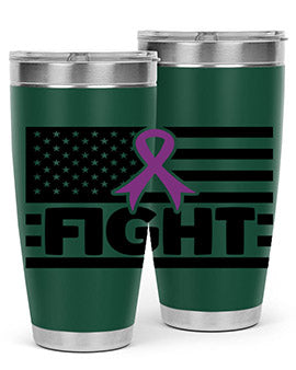 Fight 145# Tumbler in stainless steel with a vibrant design, showcasing its double wall vacuum insulation and drink-thru lid.