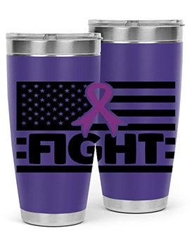Fight 145# Tumbler in stainless steel with a vibrant design, showcasing its double wall vacuum insulation and drink-thru lid.