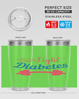 Fight Diabetes Style 38# 20oz Tumbler made of stainless steel with a vibrant print, designed for hot and cold beverages.