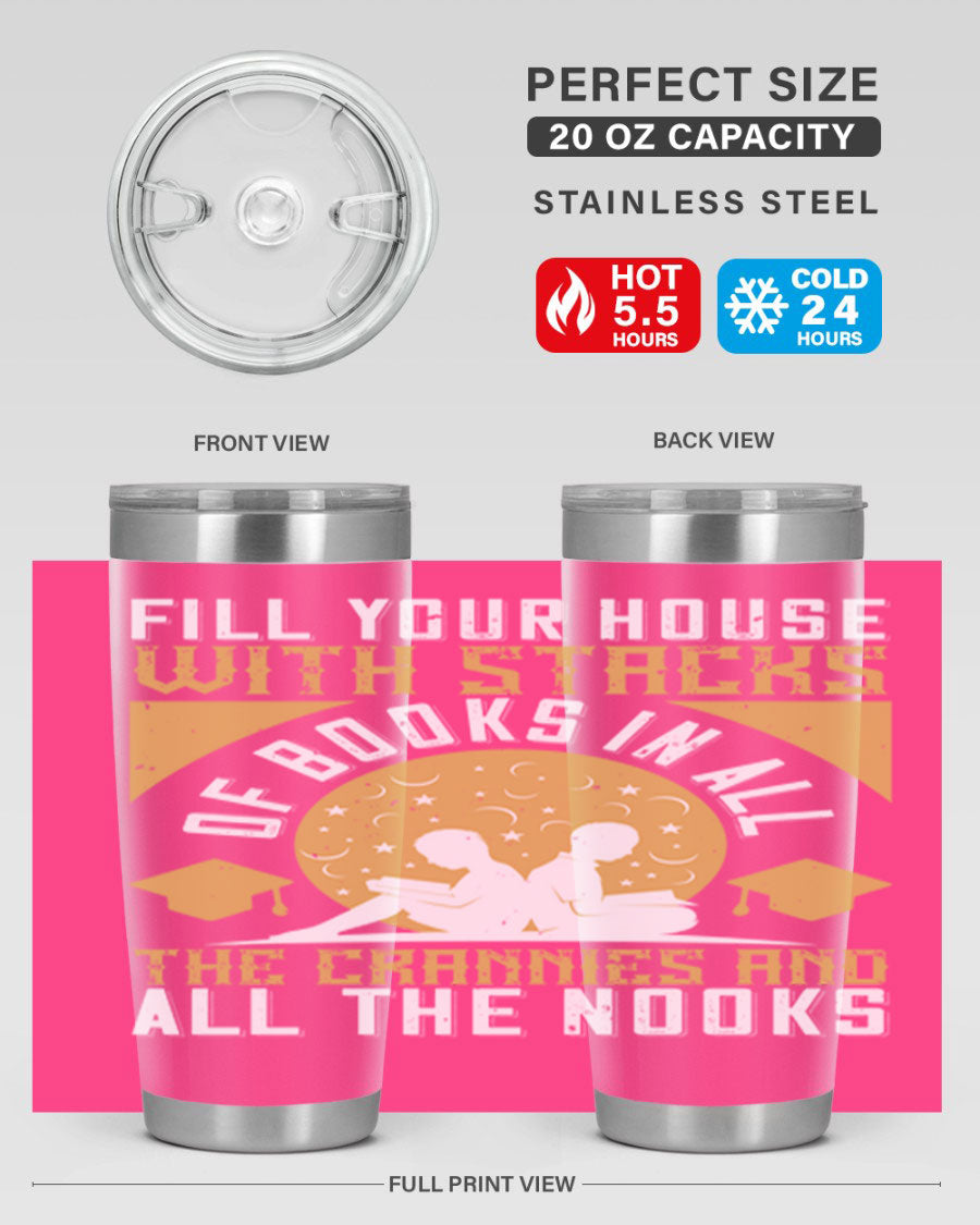 A stylish double wall vacuum stainless steel tumbler with a drink-thru lid, perfect for keeping beverages hot or cold.