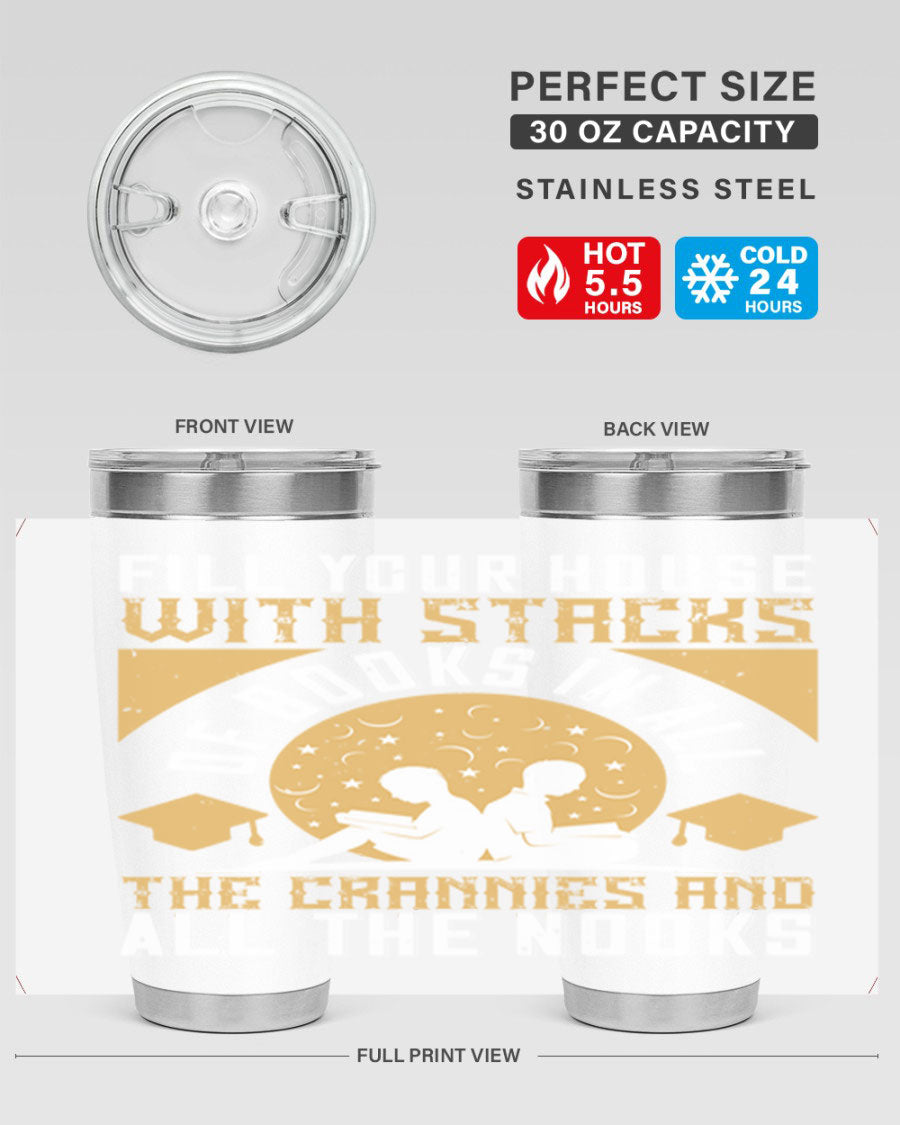 A stylish double wall vacuum stainless steel tumbler with a drink-thru lid, perfect for keeping beverages hot or cold.