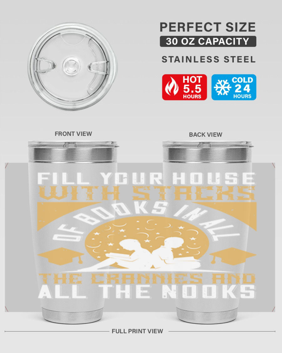 A stylish double wall vacuum stainless steel tumbler with a drink-thru lid, perfect for keeping beverages hot or cold.