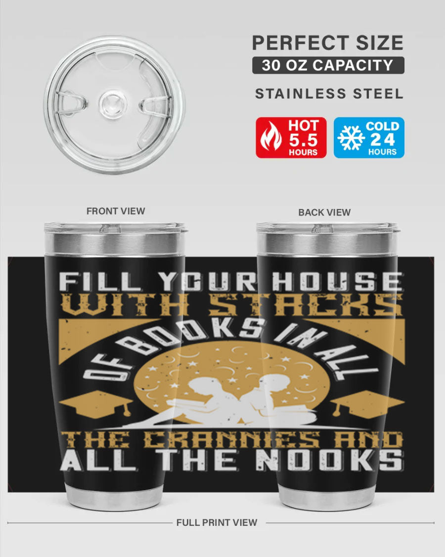 A stylish double wall vacuum stainless steel tumbler with a drink-thru lid, perfect for keeping beverages hot or cold.