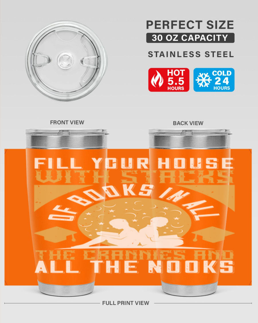 A stylish double wall vacuum stainless steel tumbler with a drink-thru lid, perfect for keeping beverages hot or cold.