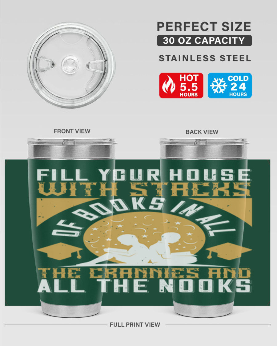 A stylish double wall vacuum stainless steel tumbler with a drink-thru lid, perfect for keeping beverages hot or cold.