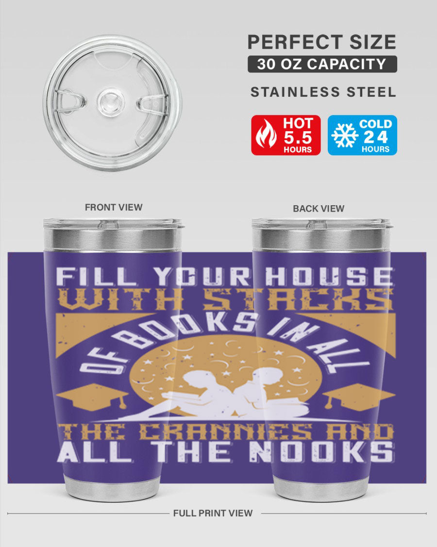 A stylish double wall vacuum stainless steel tumbler with a drink-thru lid, perfect for keeping beverages hot or cold.