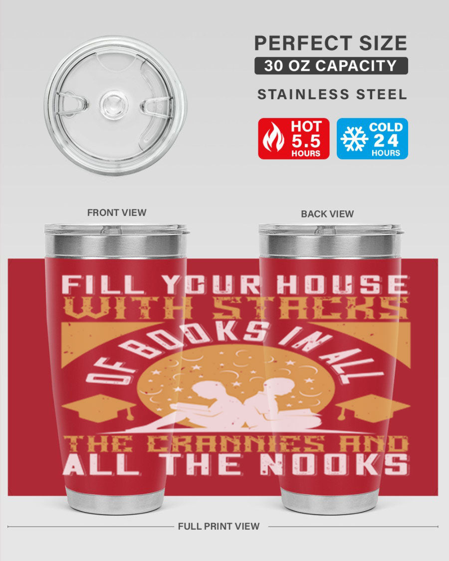 A stylish double wall vacuum stainless steel tumbler with a drink-thru lid, perfect for keeping beverages hot or cold.