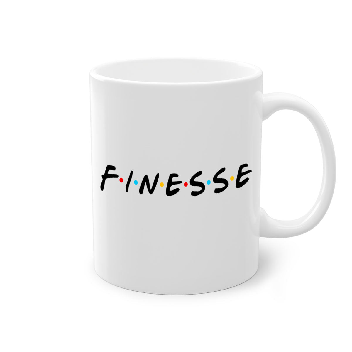 Finesse 156# black mug with colored handle and glossy finish, perfect for coffee and tea.