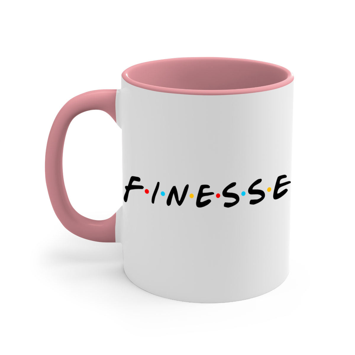 Finesse 156# black mug with colored handle and glossy finish, perfect for coffee and tea.