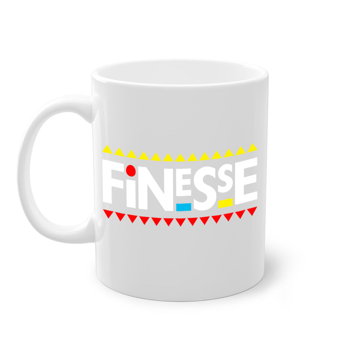 Finesse 158# black mug with colored handle and glossy finish, perfect for coffee and tea.