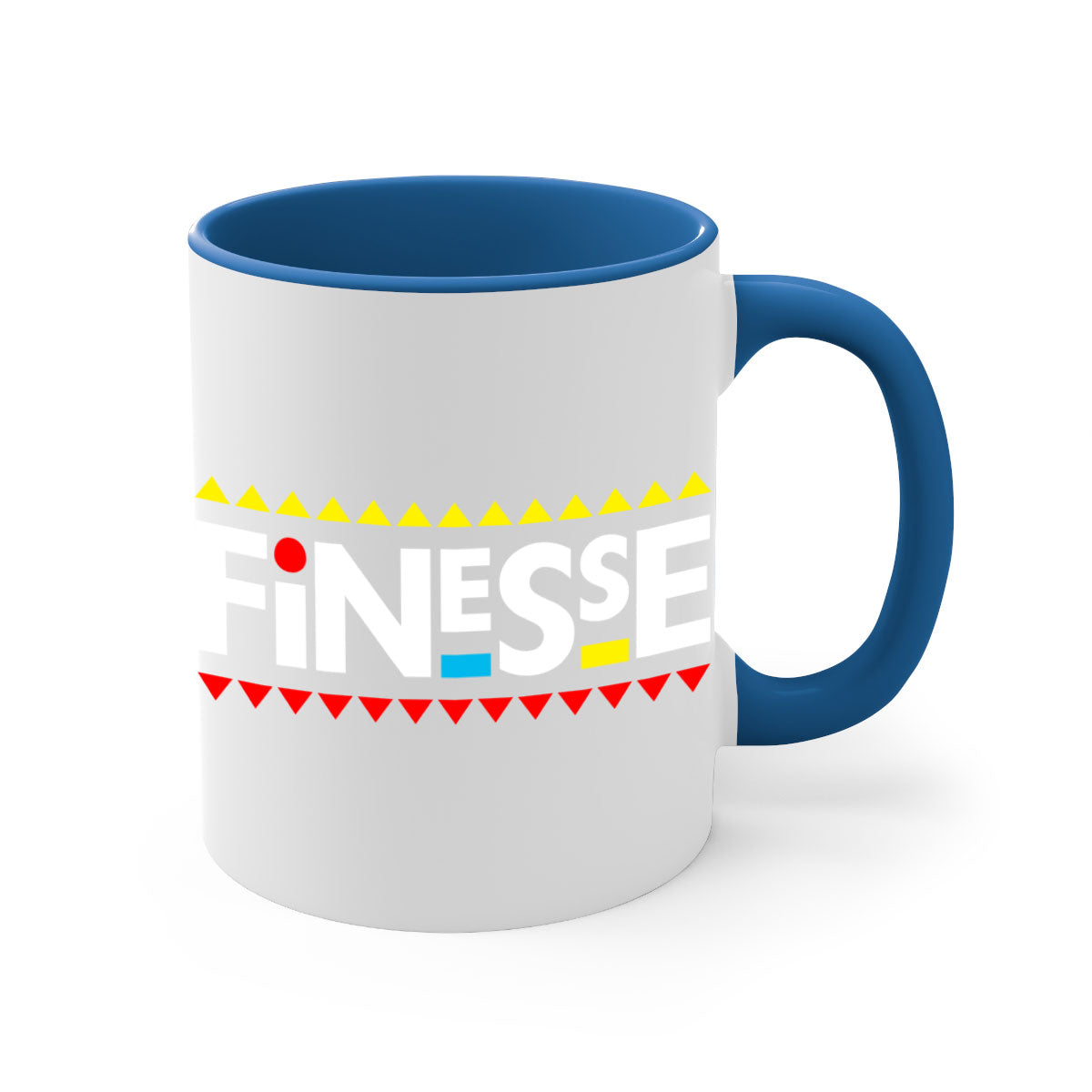 Finesse 158# black mug with colored handle and glossy finish, perfect for coffee and tea.