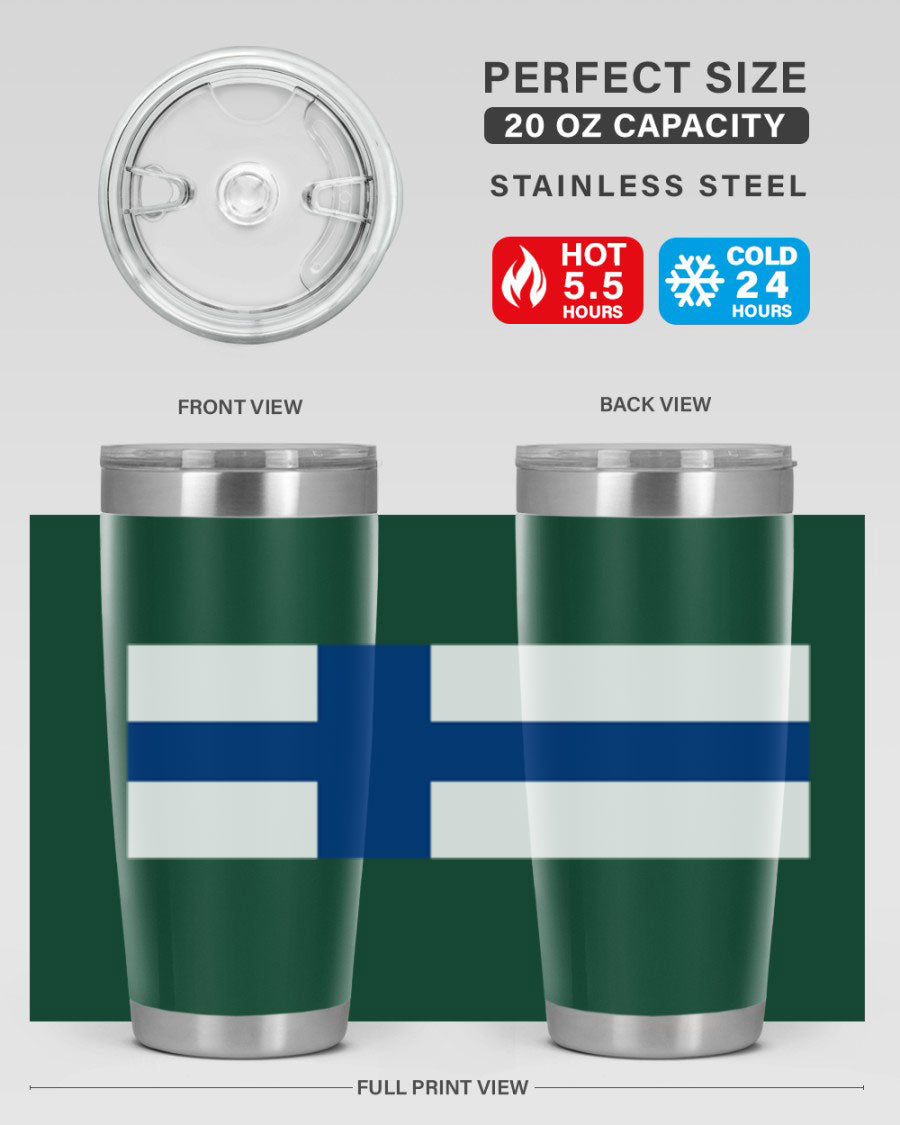 Finland 138# Tumbler showcasing double wall vacuum stainless steel design with a drink-thru lid, perfect for hot and cold beverages.