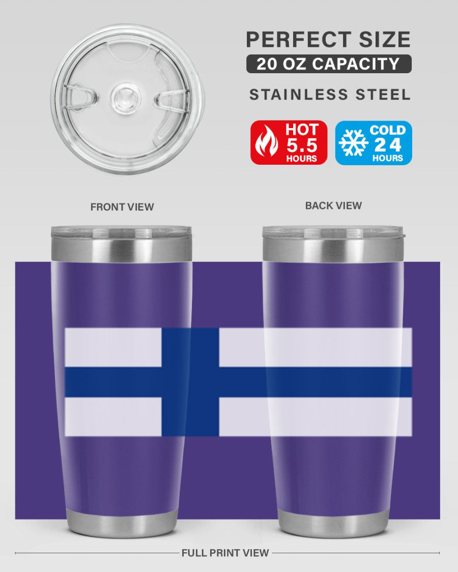 Finland 138# Tumbler showcasing double wall vacuum stainless steel design with a drink-thru lid, perfect for hot and cold beverages.