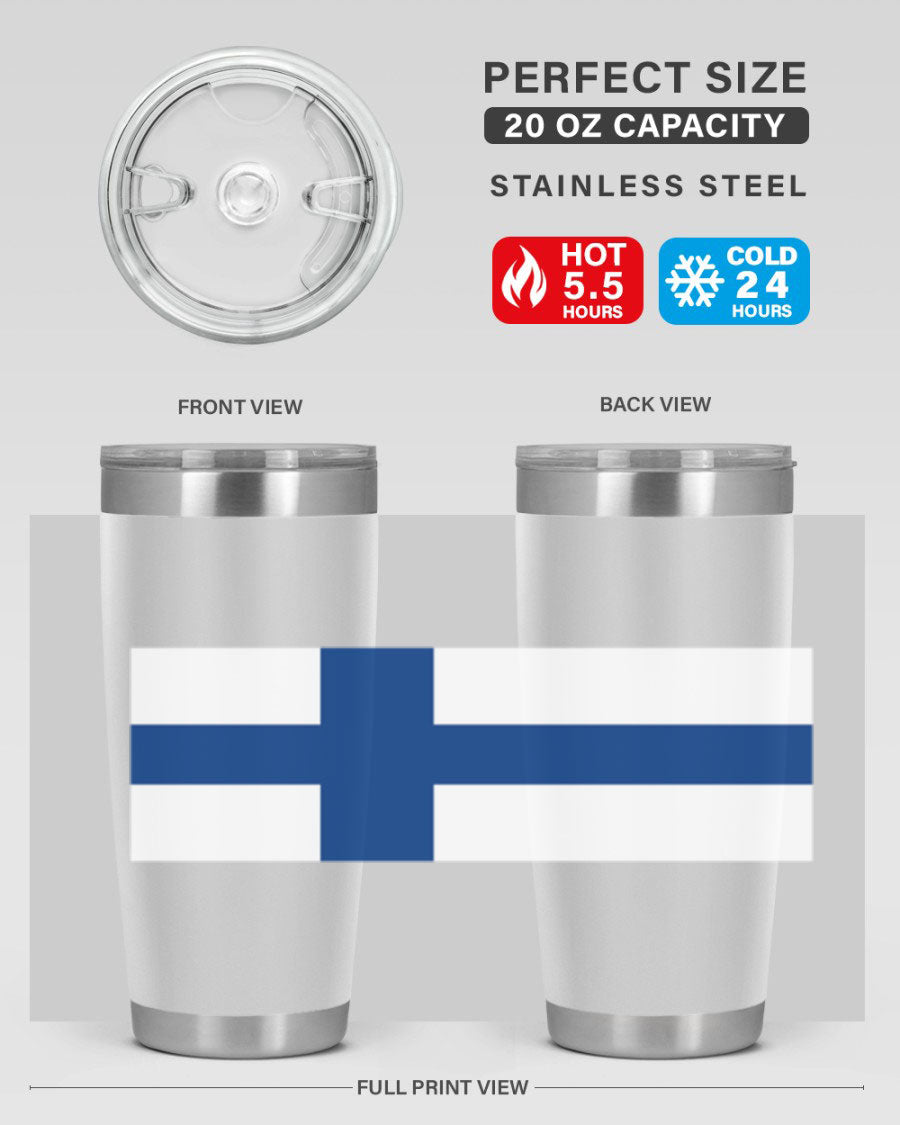 Finland 138# Tumbler showcasing double wall vacuum stainless steel design with a drink-thru lid, perfect for hot and cold beverages.