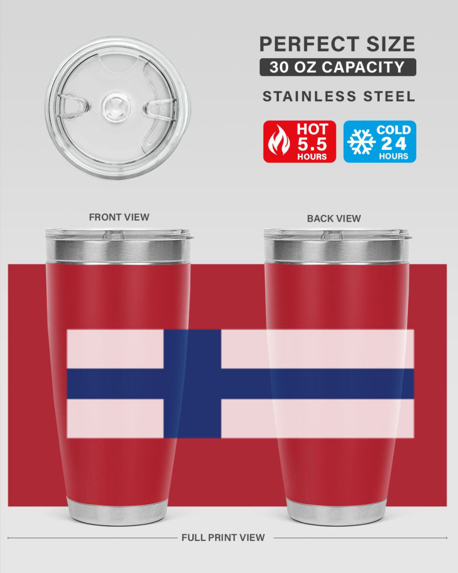 Finland 138# Tumbler showcasing double wall vacuum stainless steel design with a drink-thru lid, perfect for hot and cold beverages.