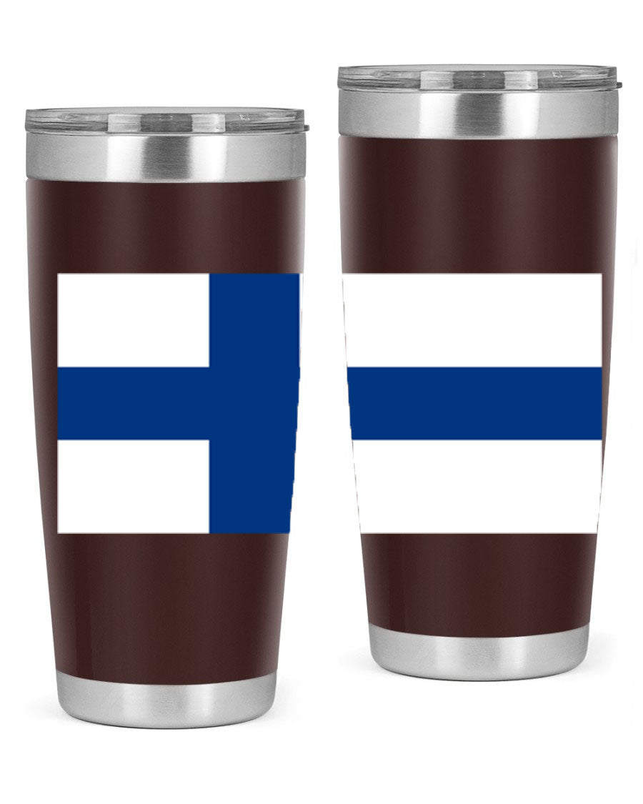Finland 138# Tumbler showcasing double wall vacuum stainless steel design with a drink-thru lid, perfect for hot and cold beverages.