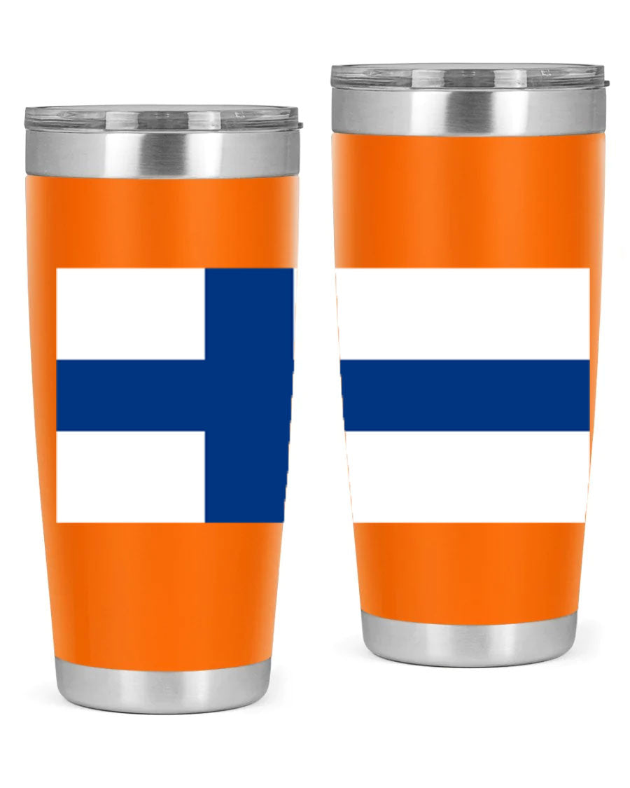Finland 138# Tumbler showcasing double wall vacuum stainless steel design with a drink-thru lid, perfect for hot and cold beverages.