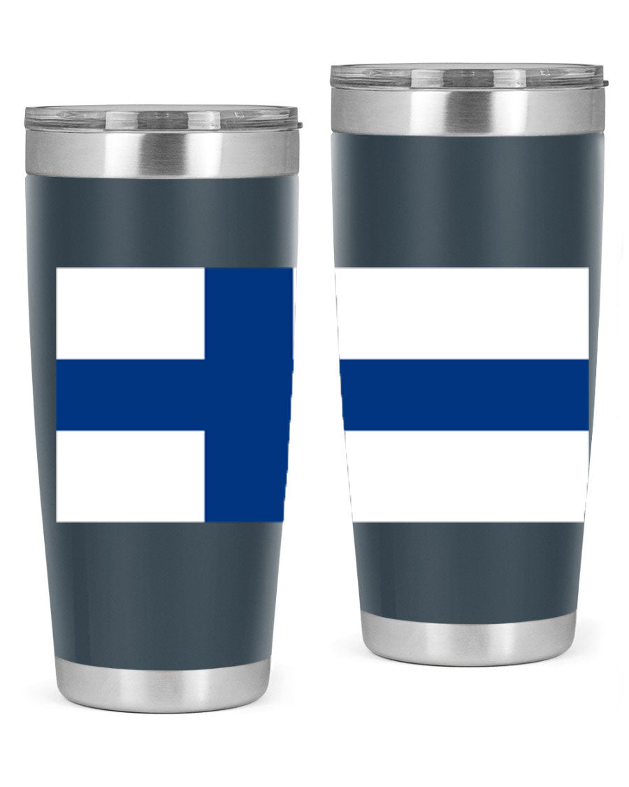 Finland 138# Tumbler showcasing double wall vacuum stainless steel design with a drink-thru lid, perfect for hot and cold beverages.
