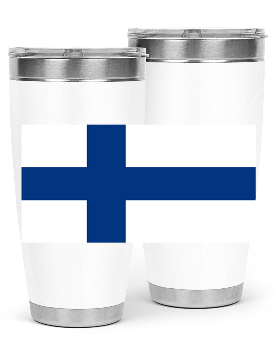 Finland 138# Tumbler showcasing double wall vacuum stainless steel design with a drink-thru lid, perfect for hot and cold beverages.