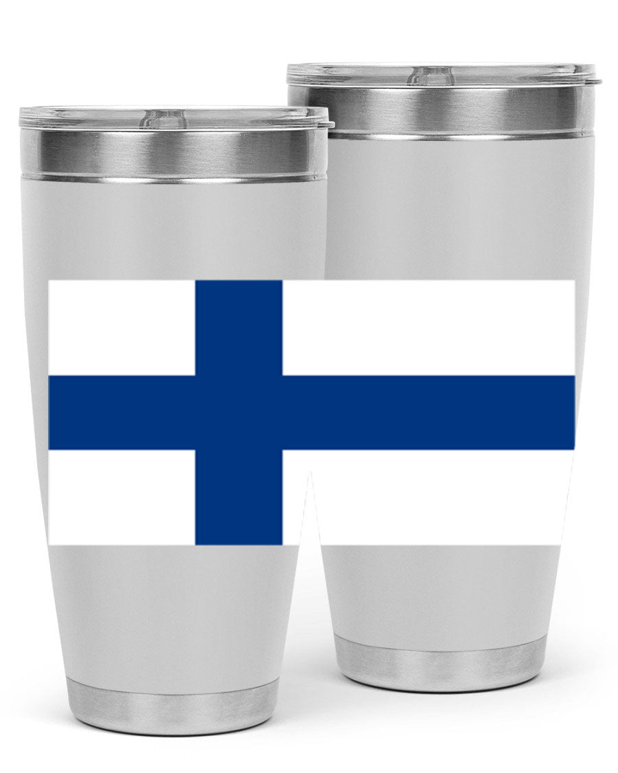 Finland 138# Tumbler showcasing double wall vacuum stainless steel design with a drink-thru lid, perfect for hot and cold beverages.