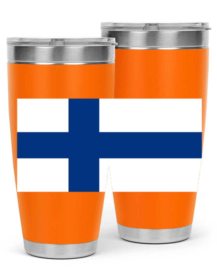 Finland 138# Tumbler showcasing double wall vacuum stainless steel design with a drink-thru lid, perfect for hot and cold beverages.