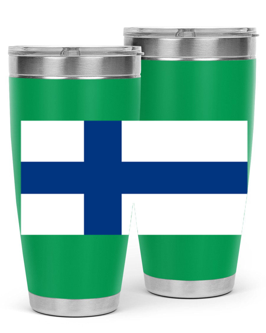 Finland 138# Tumbler showcasing double wall vacuum stainless steel design with a drink-thru lid, perfect for hot and cold beverages.