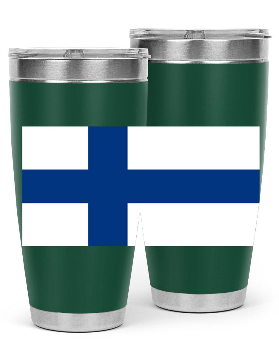 Finland 138# Tumbler showcasing double wall vacuum stainless steel design with a drink-thru lid, perfect for hot and cold beverages.
