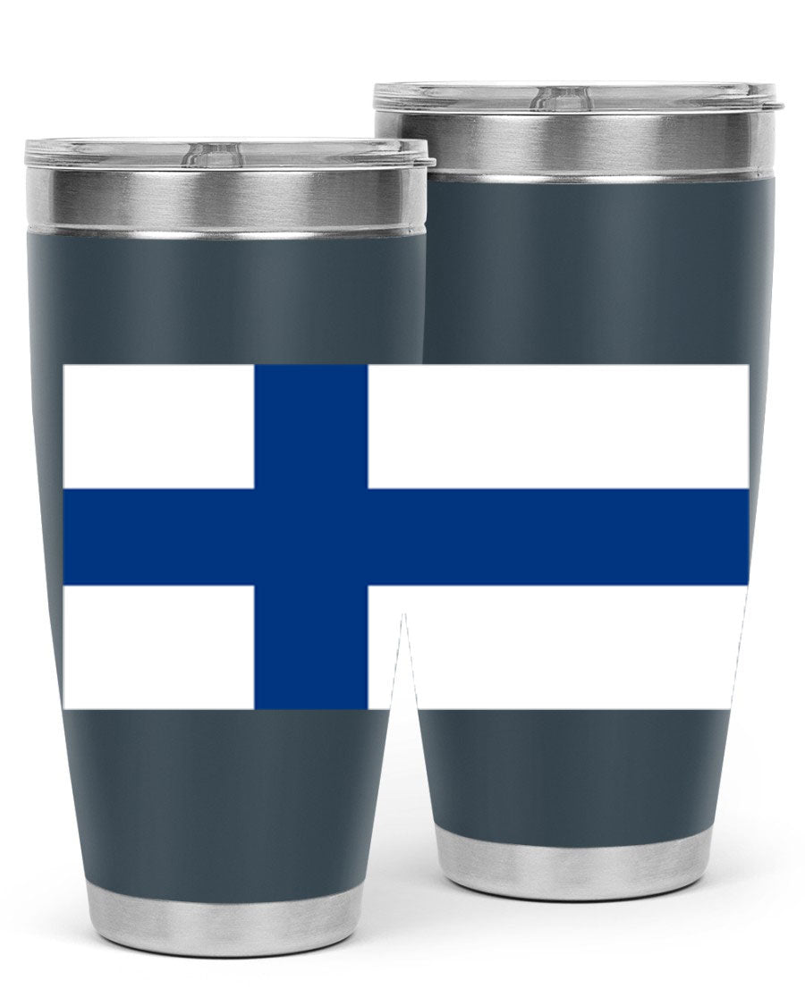 Finland 138# Tumbler showcasing double wall vacuum stainless steel design with a drink-thru lid, perfect for hot and cold beverages.