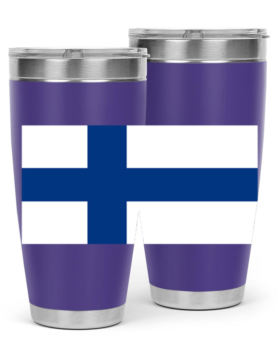 Finland 138# Tumbler showcasing double wall vacuum stainless steel design with a drink-thru lid, perfect for hot and cold beverages.