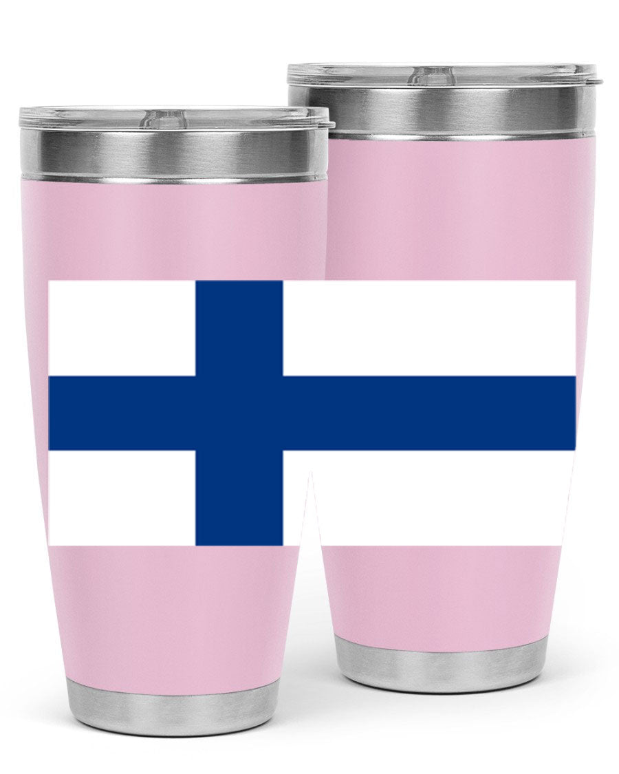 Finland 138# Tumbler showcasing double wall vacuum stainless steel design with a drink-thru lid, perfect for hot and cold beverages.