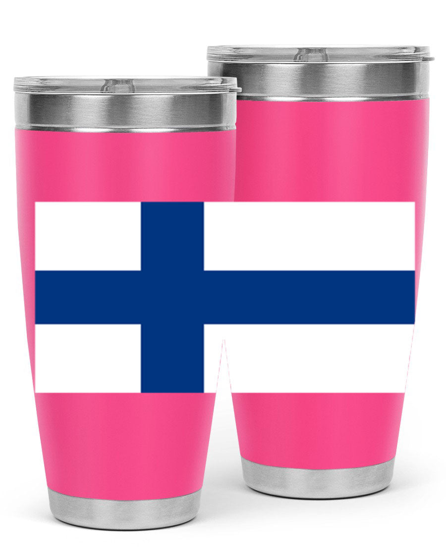 Finland 138# Tumbler showcasing double wall vacuum stainless steel design with a drink-thru lid, perfect for hot and cold beverages.