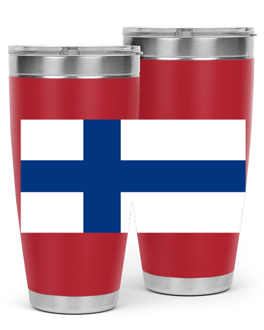 Finland 138# Tumbler showcasing double wall vacuum stainless steel design with a drink-thru lid, perfect for hot and cold beverages.